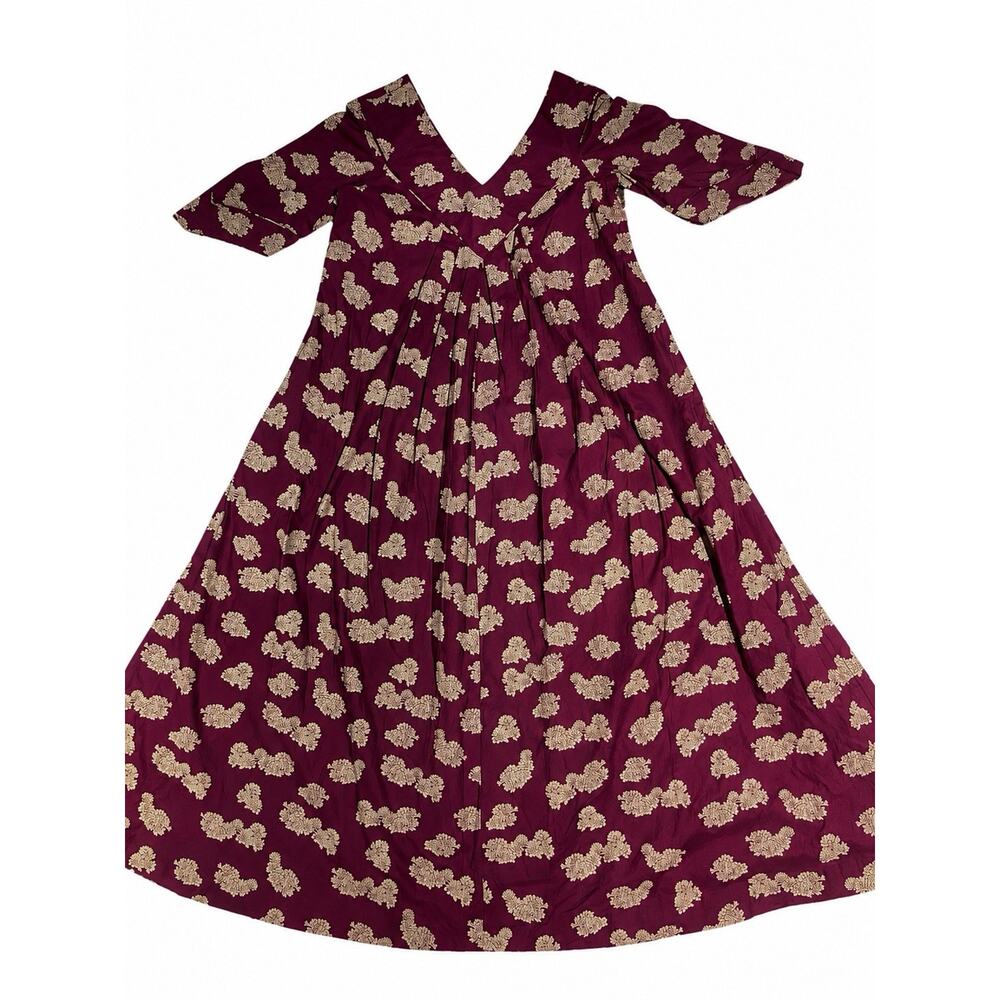 Vintage Sig Zane Women’s Purple Cotton Floral Print Midi/Maxi Dress Hawaiian